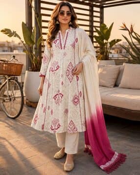 Printed A-Line Kurta with Pants & Dupatta-image-21