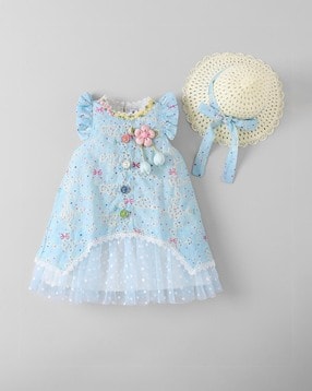 hopscotch Girls Embroidered Dress with Hat-picture-27