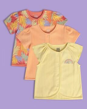 Girls Pack of 3 Printed Front-Open Vest Tops-image-4