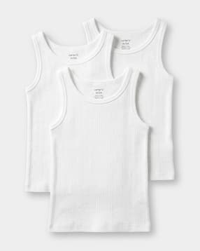 Boys Pack of 3 Ribbed Sleeveless Vests-image-49