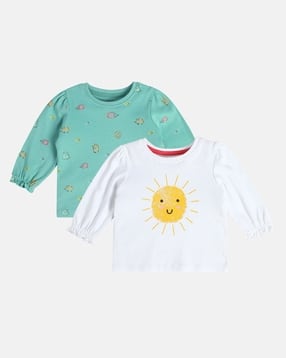 mini klub Girls Pack of 2 Printed Round-Neck Tops-picture-51