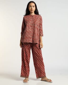 svrnaa by azorte Printed Straight Fit Pants-picture-18