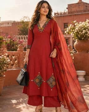 berrylicious Embellished A-Line Kurta with Palazzos & Dupatta-picture-25