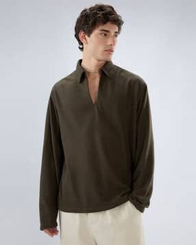 vastrado Men Oversized Fit Spread-Collar Knit Shirt-picture-52
