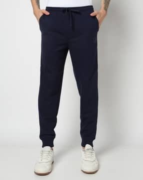 Men Regular Fit Joggers with Brand Print-image-7