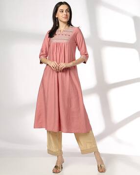 avaasa mix n' match Women Embroidered Flared Kurta-picture-29