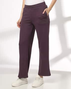 Women Typographic Print Wide-Leg Track Pants-image-31