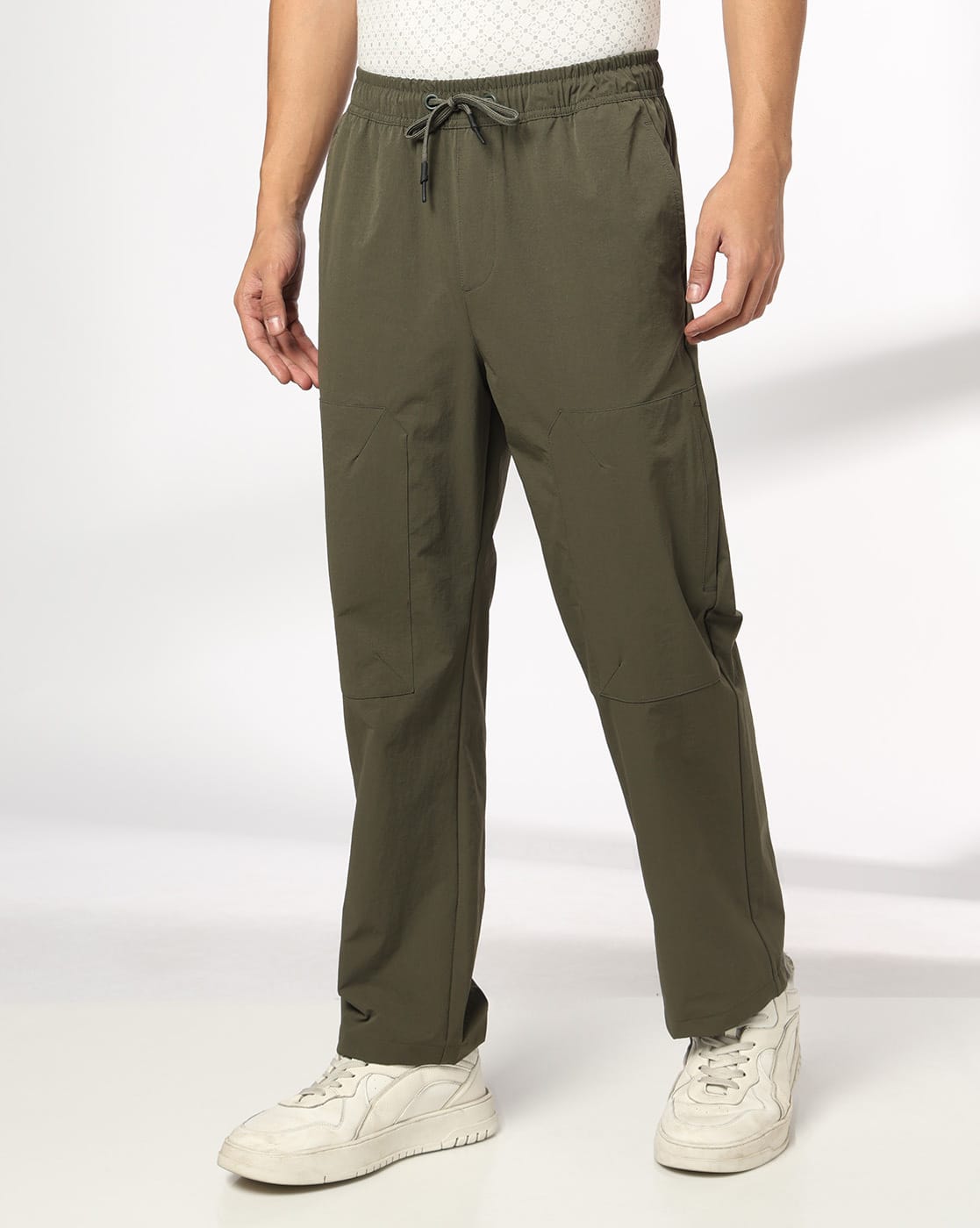 Men Straight Track Pants with Insert Pockets