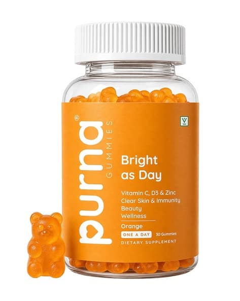 Purna Gummies Vitamin-C Orange Gummies with Vitamin D3 & Zinc