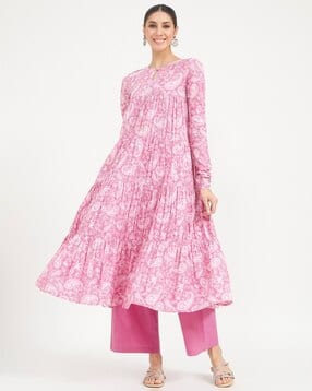 fiorra Women Paisley Print Flared Cotton Kurta-picture-35