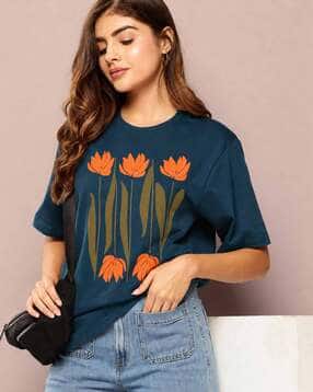 xqsee Women Oversized Fit Round-Neck T-Shirt-picture-11