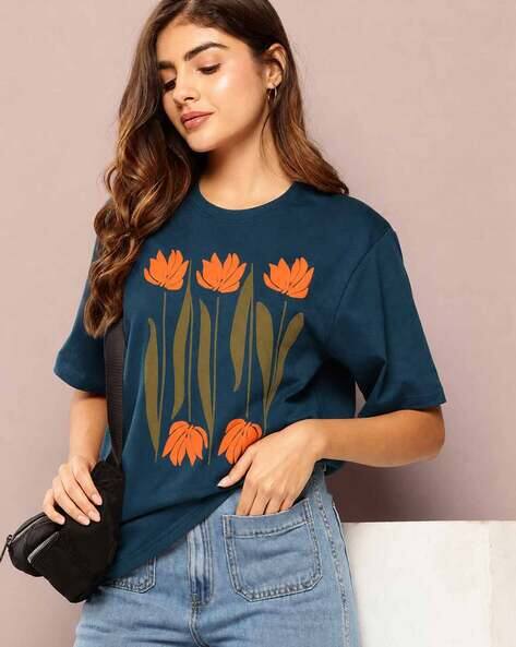 XQsee Women Oversized Fit Round-Neck T-Shirt