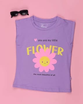 v-mart Girls Printed Regular Fit Round-Neck T-Shirt-picture-19