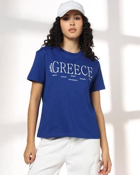 dnmx Women Typographic Print Boxy Fit Crew-Neck T-Shirt-picture-43