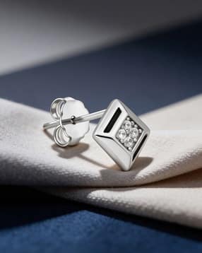 Men 925 Silver Geometric Quad-Stone Stud-image-40