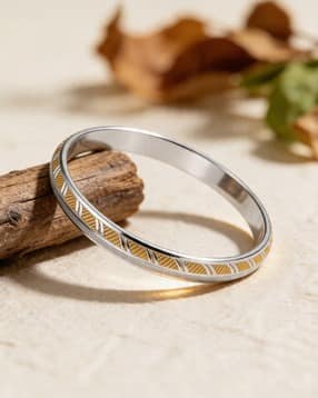 touch925 Men Sterling Silver Gold-Plated Crescent Kada-picture-16