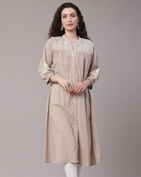 limeroad Women Embroidered A-Line No Darts Kurta-picture-48