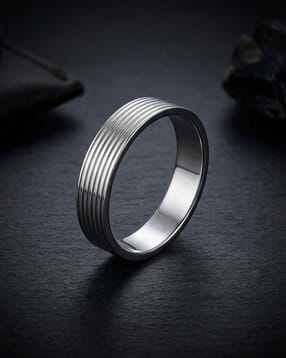 touch925 Men 925 Silver Parallel Grooved Ring-picture-36