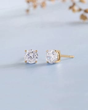 ornate jewels Women Yellow Gold 1 Carat American Diamond Studs-picture-18