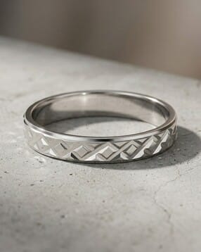 Men Sterling Silver Geometric Criss-Cross Band Ring-image-27