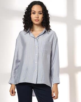 dnmx Women Striped Loose Fit Classic Shirt-picture-18