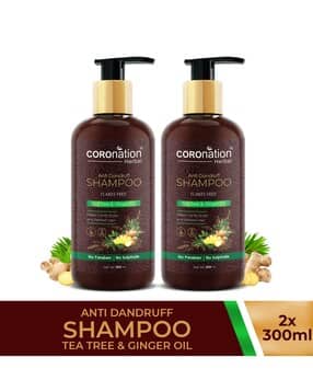 Pack of 2 Herbal Anti Dandruff Shampoos with Tea Tree and Ginger Oil - 600ml-image-39