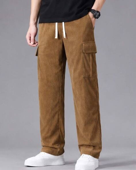 Buda Jeans Co Men Ribbed Oversized Fit Mid-Rise Cargo Pants