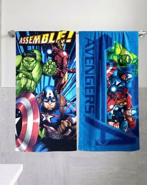 ATHOM LIVING Pack of 2 Marvel Avengers Print Bath Towel 350 GSM