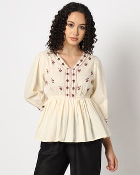 yousta Women Embroidered Regular Fit Peplum Top-picture-37