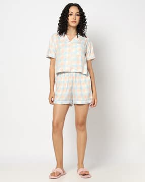 yousta Women Checked Shirt & Shorts Set-picture-38
