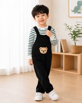 Boys Striped T-Shirt & Dungaree Set-image-44