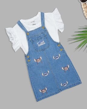 pantaloons junior Girls Embroidered 2-piece Dungarees Set-picture-40
