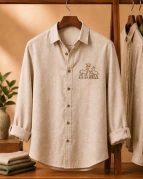 Men Embroidered Regular Fit Spread-Collar Shirt-image-39