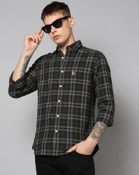 Men Checked Regular Fit Shirt with Patch Pocket-image-31
