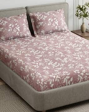 144 TC Double Fitted Bedsheet with Pillow Covers-image-14