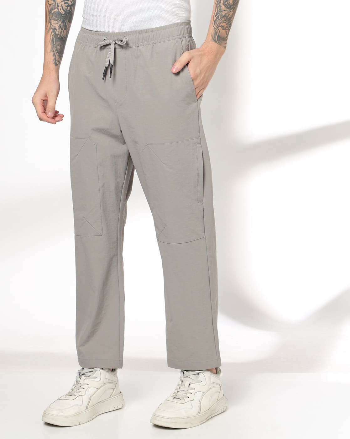 Men Straight Track Pants with Insert Pockets