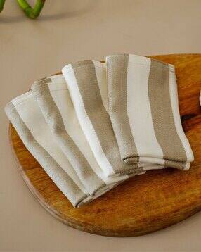 Striped Set of 4 Bamboo Hand towels 30x30 cm-image-0