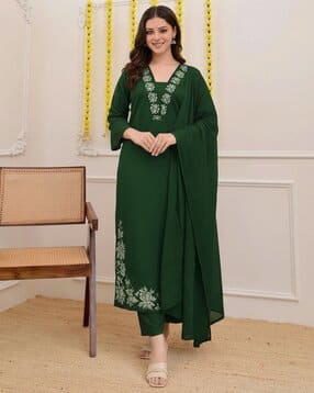 svaraa Women Embroidered Straight Kurta Set with Dupatta-picture-30