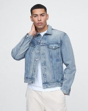 Men Regular Fit Denim Jacket-image-4