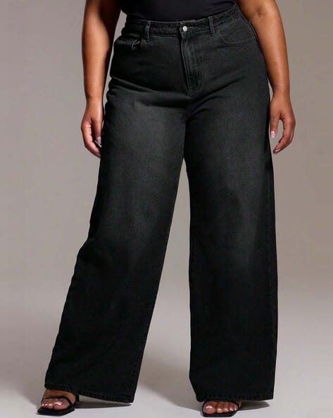 KOTTY Mid-Wash Wide-Leg Jeans