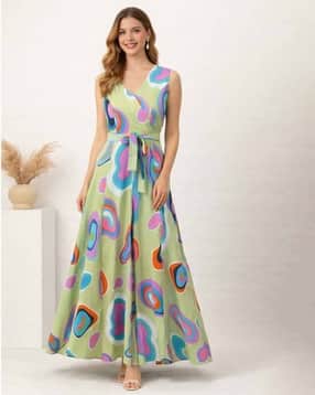leia Women Printed Jumpsuit with Waist Tie-Up -picture-51