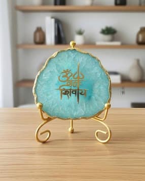 homearte india Agate Om Namah Shivay Showpiece with Metal Stand -picture-26
