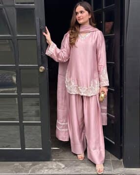 nyrika Women Embroidered Straight Kurta with Palazzo & Dupatta-picture-11