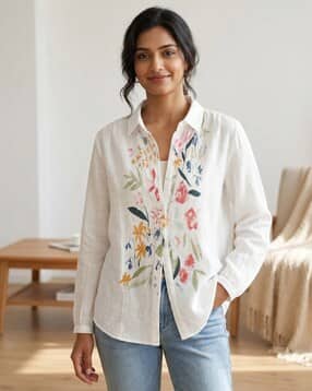 Women Frameprint Tailored Fit Shirt-image-0