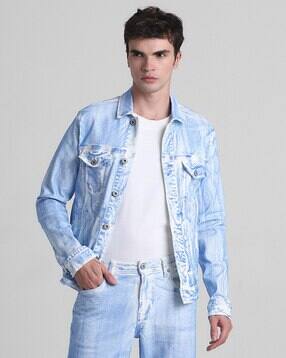 jack & jones Men Regular Fit Denim Jacket with Flap Pockets-picture-15