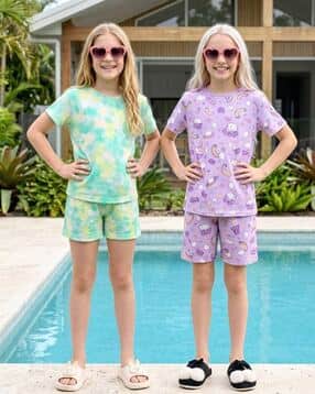Girls Pack of 2 Printed T-Shirt & Shorts Set