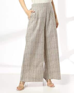 fig Women Striped Wide-Leg Pleated Pants-picture-39
