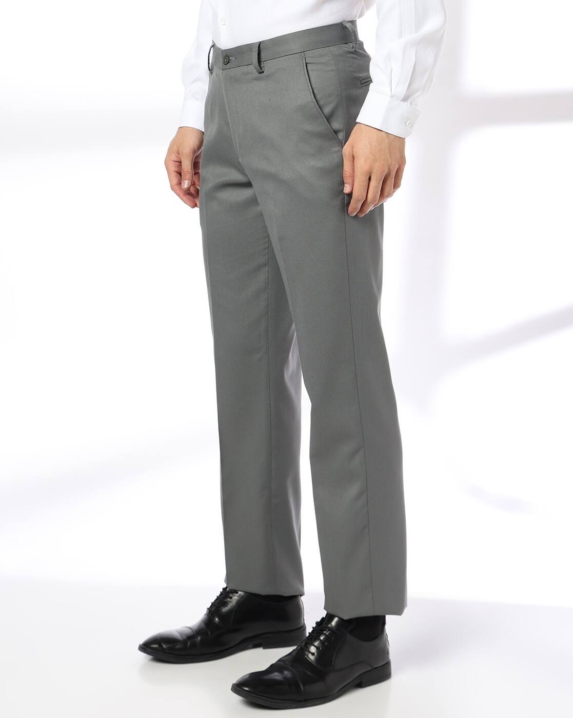Men Tapered Flat-Front Trousers
