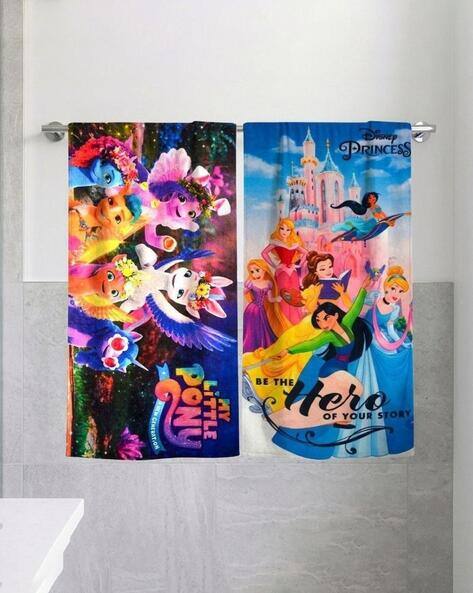 ATHOM LIVING Set of 2 Printed Cotton Bath Towels 47" x 23"
