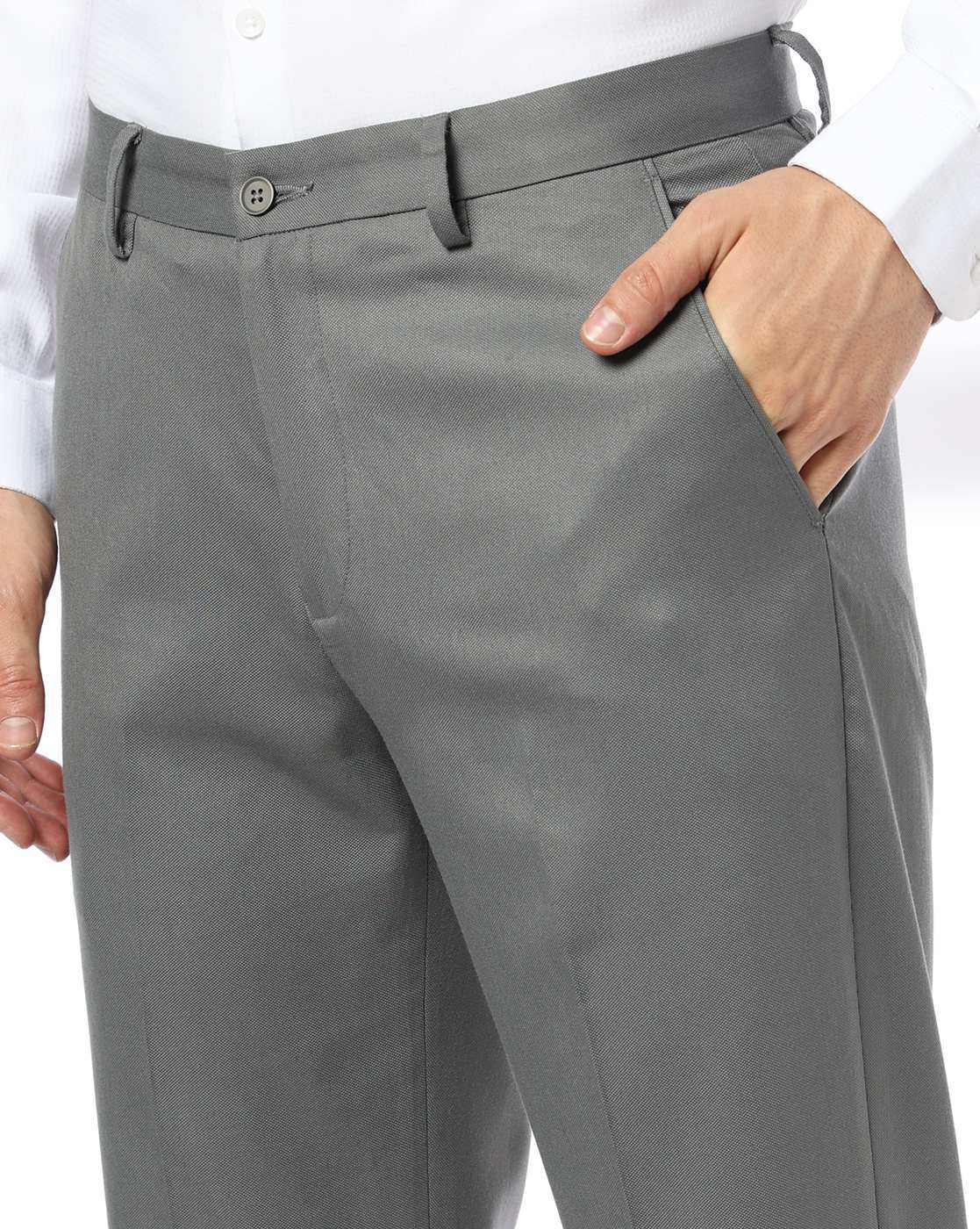 Men Tapered Flat-Front Trousers